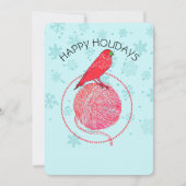 (鳥)ショウジョウコウカンチョウの鳥の糸の編み物のクロチェットクリスマス シーズンカード (正面)