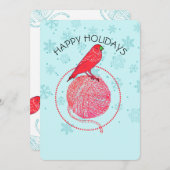 （鳥）ショウジョウコウカンチョウの鳥の糸の編み物のクロチェットクリスマス シーズンカード (正面/裏面)