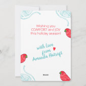 （鳥）ショウジョウコウカンチョウの鳥の糸の編み物のクロチェットクリスマス シーズンカード (裏面)