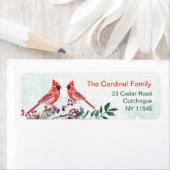 （鳥）ショウジョウコウカンチョウの鳥、ベリー、葉差出人住所ラベル ラベル (インサイチュ)