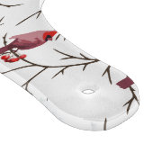 (鳥)ショウジョウコウカンチョウの鳥、冬のさくらんぼと雪模様 カッティングボード (角)