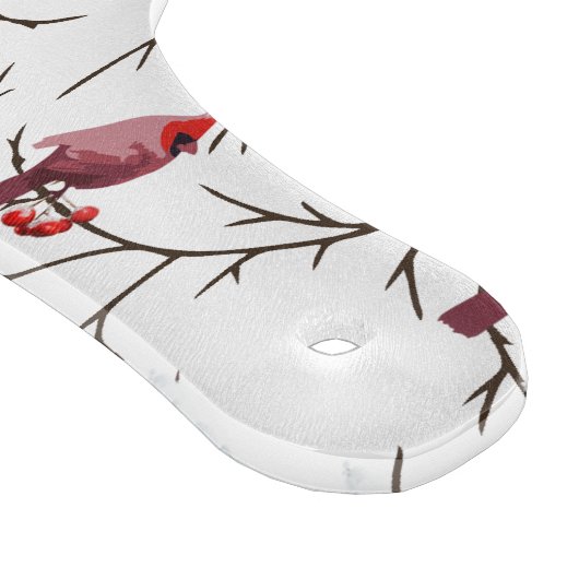 （鳥）ショウジョウコウカンチョウの鳥、冬のさくらんぼと雪模様 カッティングボード (角)