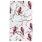 （鳥）ショウジョウコウカンチョウの鳥、冬のさくらんぼと雪模様 スモールペーパーバッグ (正面)