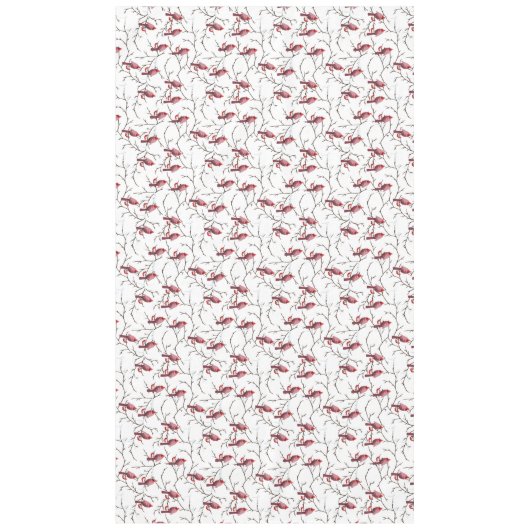 （鳥）ショウジョウコウカンチョウの鳥、冬のさくらんぼと雪模様 テーブルクロス (正面)