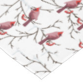 （鳥）ショウジョウコウカンチョウの鳥、冬のさくらんぼと雪模様 テーブルクロス (アングル)