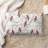 （鳥）ショウジョウコウカンチョウの鳥、冬のさくらんぼと雪模様 ランバークッション (ブランケット)