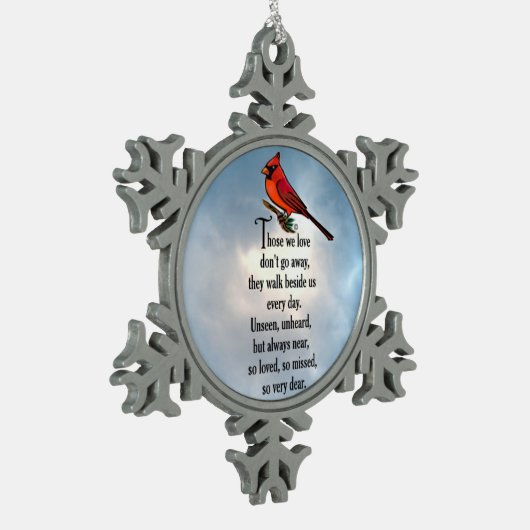 （鳥）ショウジョウコウカンチョウの"そう愛された"詩 スノーフレークピューターオーナメント (左)