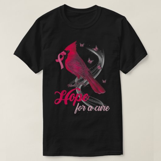 (鳥)ショウジョウコウカンチョウは乳がんの治癒を望む認識度 Tシャツ (デザイン正面)