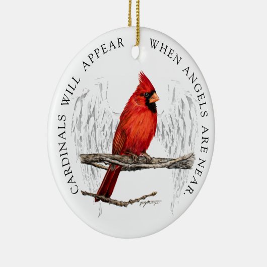 (鳥)ショウジョウコウカンチョウは天使がオーナメントの近くにあると現われます セラミックオーナメント (右)
