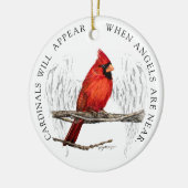 （鳥）ショウジョウコウカンチョウは天使がオーナメントの近くにあると現われます セラミックオーナメント (左)