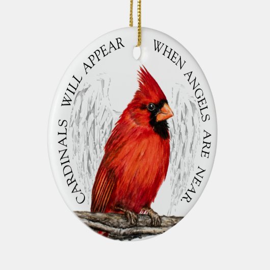 (鳥)ショウジョウコウカンチョウは天使がカスタマイズの近くにあると現われます セラミックオーナメント (右)