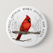 (鳥)ショウジョウコウカンチョウは天使が記念物の近くにあると現われます 缶バッジ (正面)