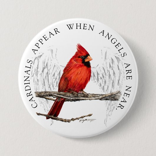 （鳥）ショウジョウコウカンチョウは天使が記念物の近くにあると現われます 缶バッジ (正面)