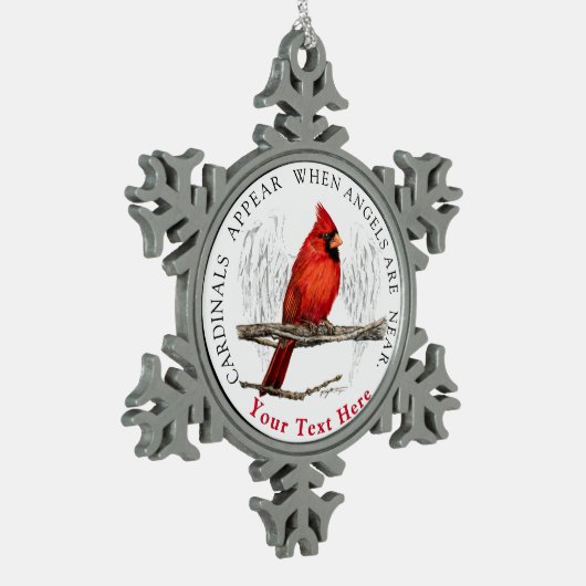 (鳥)ショウジョウコウカンチョウは天使が近いカスタムであると現われます スノーフレークピューターオーナメント (左)