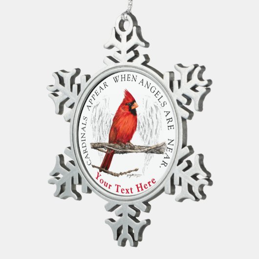 （鳥）ショウジョウコウカンチョウは天使が近いカスタムであると現われます スノーフレークピューターオーナメント (右)
