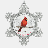 (鳥)ショウジョウコウカンチョウは天使が近いカスタムであると現われます スノーフレークピューターオーナメント (正面)