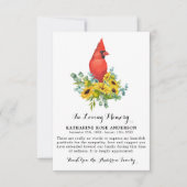 （鳥）ショウジョウコウカンチョウひまわりモダン葬儀記念 サンキューカード (正面)