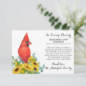 （鳥）ショウジョウコウカンチョウひまわり悔やみや弔慰メモリアル葬儀 サンキューカード (スタンド正面)