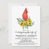 （鳥）ショウジョウコウカンチョウひまわり葬式お祝いの生活 招待状 (正面)