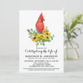 （鳥）ショウジョウコウカンチョウひまわり葬式お祝いの生活 招待状 (スタンド正面)