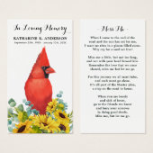 （鳥）ショウジョウコウカンチョウひまわり記念葬式祈りの言葉カード (正面&裏面)