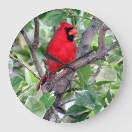 （鳥）ショウジョウコウカンチョウインレモンの木 – Backyard Bird Clock ラージ壁時計