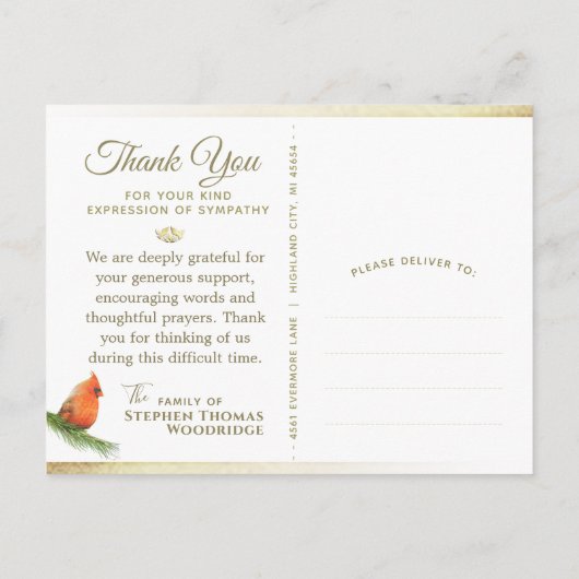 (鳥)ショウジョウコウカンチョウインSpruce悔やみや弔慰感謝していPostCard ポストカード (裏面)