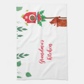 (鳥)ショウジョウコウカンチョウウィズホリデーバードハウスパーソナライズされた キッチンタオル (縦)