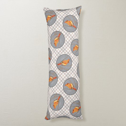 （鳥）ショウジョウコウカンチョウウィンターブランチ絵を描ズオリジナルバードアート ボディピロー (裏面 (縦))