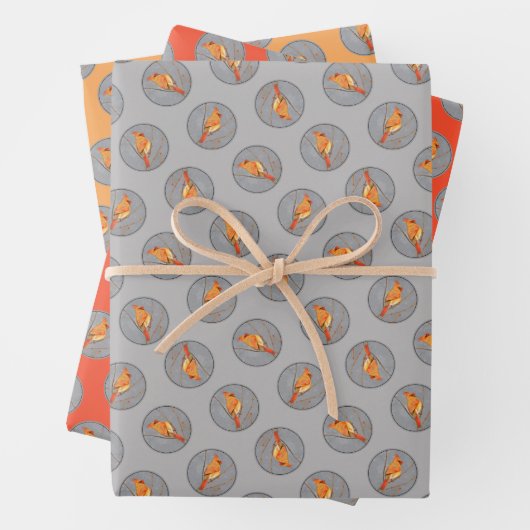 (鳥)ショウジョウコウカンチョウウィンターブランチ絵を描ズオリジナルバードアート ラッピングペーパーシート (インサイチュ)