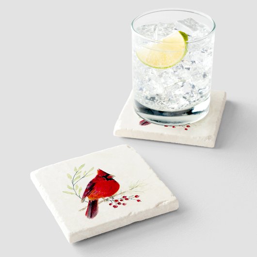 （鳥）ショウジョウコウカンチョウウォーターカラーアートストーンコースター ストーンコースター