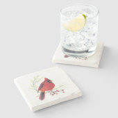 （鳥）ショウジョウコウカンチョウウォーターカラーアートストーンコースター ストーンコースター (横)