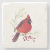 （鳥）ショウジョウコウカンチョウウォーターカラーアートストーンコースター ストーンコースター (正面)