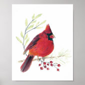 (鳥)ショウジョウコウカンチョウウォーターカラーアートプリント ポスター (正面)