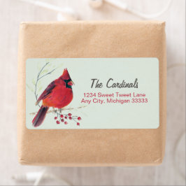 （鳥）ショウジョウコウカンチョウウォーターカラーアート差出人住所ラベル ラベル