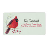 （鳥）ショウジョウコウカンチョウウォーターカラーアート差出人住所ラベル ラベル (正面)