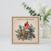 （鳥）ショウジョウコウカンチョウエレガントピネコーンウッドランドバーラップラグジュアリー シーズンカード (スタンド正面)