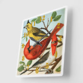 (鳥)ショウジョウコウカンチョウエレガント鳥 スクエア壁時計 (傾斜)