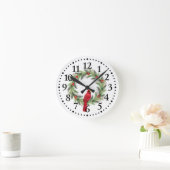 (鳥)ショウジョウコウカンチョウオンウィンターリース ラウンド壁時計 (ホーム)