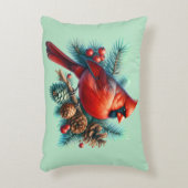 (鳥)ショウジョウコウカンチョウオンパインブランチウィズウィンターベリー アクセントクッション (正面(垂直))