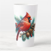 （鳥）ショウジョウコウカンチョウオンパインブランチウィズウィンターベリー カフェラテマグ (正面)