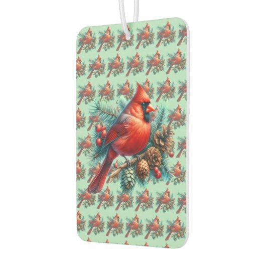 (鳥)ショウジョウコウカンチョウオンパインブランチウィズウィンターベリー カーエアーフレッシュナー (左)