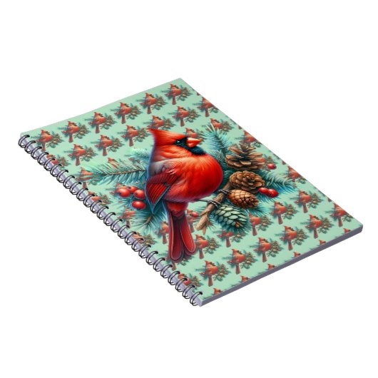 (鳥)ショウジョウコウカンチョウオンパインブランチウィズウィンターベリー ノートブック (右側)