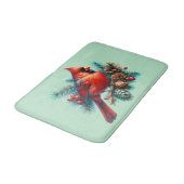 (鳥)ショウジョウコウカンチョウオンパインブランチウィズウィンターベリー バスマット (アングル)