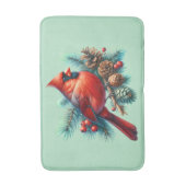 (鳥)ショウジョウコウカンチョウオンパインブランチウィズウィンターベリー バスマット (正面縦)