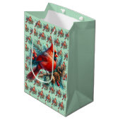 （鳥）ショウジョウコウカンチョウオンパインブランチウィズウィンターベリー ミディアムペーパーバッグ (正面アングル)