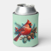 (鳥)ショウジョウコウカンチョウオンパインブランチウィズウィンターベリー 缶クーラー (缶正面)