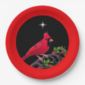(鳥)ショウジョウコウカンチョウオンブラックアンドレッドホリデーズ ペーパープレート (正面)