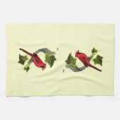 （鳥）ショウジョウコウカンチョウオンブランチとアイビー葉ズ キッチンタオル (横)