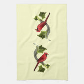 （鳥）ショウジョウコウカンチョウオンブランチとアイビー葉ズ キッチンタオル (縦)